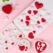 520情人节diy爱心，硅胶模具巧克力翻糖心形蛋糕，装饰摆件烘焙工具