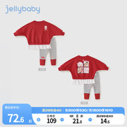 女童春秋套装红色小儿童加绒秋冬幼儿卫衣两件套薄绒宝宝运动衣服