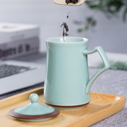 龙泉青瓷办公杯茶杯带盖陶瓷办公室高端商务杯茶水杯个人专用