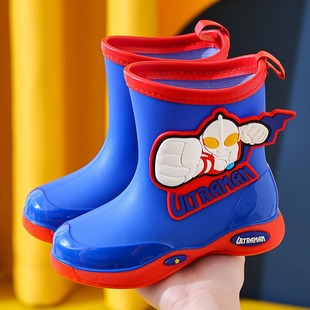 儿童奥特曼雨鞋男童女童雨靴，防滑防水加绒幼儿园小童宝宝
