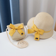 儿童遮阳帽子女童夏季草帽零钱，包包宝宝防晒沙滩帽太阳渔夫帽