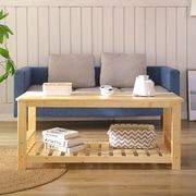 实木茶几简约小户型双层家用多功能储物经济型原木松木小客厅茶桌