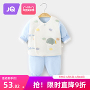 婧麒秋冬0-3个月新生婴儿男女宝宝衣服家居内衣保暖和服套装2件套