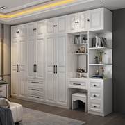 欧式白色整体成品衣柜家用卧室简约现代梳妆台一体四五六门大