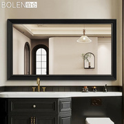 BOLEN 美式奢华带框浴室镜子壁挂式复古洗手间卫生间镜子防水银镜