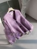 韩国原单vintage加厚宽松开衫，v领紫色，马海毛毛衣外套慵懒风羊毛衫