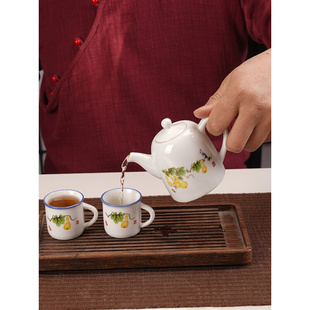 陶瓷茶具茶杯品茗杯主人杯家用迷你小号儿童喝水杯，仿搪瓷单杯定制