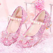 公主鞋女童水晶鞋儿童，高跟鞋小女孩中大童鞋，爱莎配礼服亮晶晶鞋子