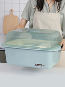 厨房用品置物架落地塑料沥水碗架带盖碗筷收纳盒厨房收纳架碗碟架