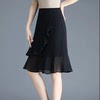 黑色雪纺短裙半身裙女夏季2024裙子高腰，显瘦a字鱼尾裙包臀裙