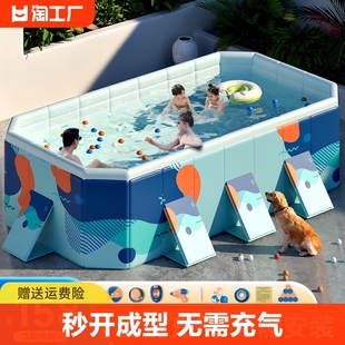 游泳池儿童家用免充气可折叠水池家庭婴儿游泳桶，户外大型支架泳池