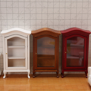 DollHouse娃娃屋BJD微缩模型OB11迷你家具展示弧顶珍藏酒柜书柜