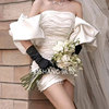 新娘白色手袖抹胸婚纱礼服拍照造型，长款手套遮手臂袖子缎布臂袖