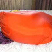 聚会服饰道具橙色，单层木乃伊莱卡睡袋量身蹲式站式全包衣麻袋