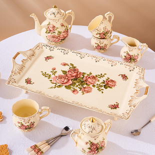 陶瓷托盘长方形商用摆件茶具茶杯欧式餐厅杯子收纳复古家用放茶杯