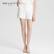 MECITY女装夏季优雅气质chic纯色系带短裤micity常规休闲裤552597