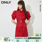 ONLY奥莱夏季收腰显瘦气质泡泡袖短款连衣裙女