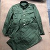 老式库存87式军绿色冬季涤卡套装中山装多兜宽松工作服