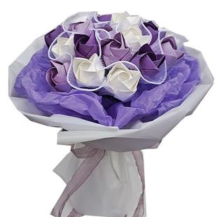 21朵川崎玫瑰折纸花束材料包手工玫瑰，花束diy材料，包自制(包自制)纸花束