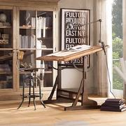 欧美式绘画桌设计师工作台实木，画板绘图桌子，斜式制图书桌画室画案