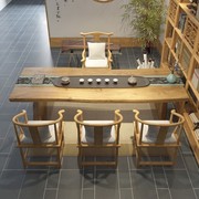 原木办公室茶桌椅组合新中式禅意大板1米8茶桌功夫茶台实木泡茶桌