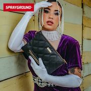 SprayGround黑色菱格包包女轻薄大容量手抓包轻奢菱格手拿包潮流