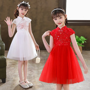 4岁5女童旗袍连衣裙6夏季7中国风8蕾丝公主裙，9小学生10女孩表演裙