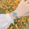 手表女2024小众轻奢雾霾蓝天然贝母，表盘防水钢带礼物手链手表