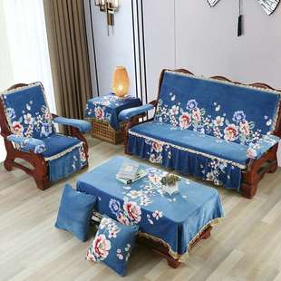 凉椅坐垫带靠背木质沙发垫套装组合老式实木椅垫家用客厅三人连体