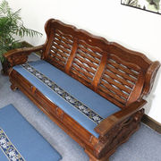 四季通用红实木沙发垫新中式古典家具，木质单三人(单三人)组合坐垫加厚