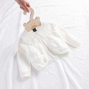 宝宝针织开衫纯棉女童空调衫，新生婴儿小外套，公主毛衣披肩春夏薄款