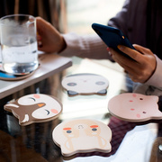 图案茶杯垫创意家用杯垫垫子动物硅藻土吸水隔热餐垫