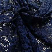 加宽深宝蓝色藏蓝色，刺绣弹力蕾丝花边裙子，下摆袖子服装布料面料