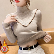 一体绒毛衣女秋冬高级感2023时髦时尚，洋气加绒加厚打底衫