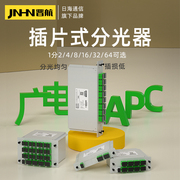 晋航广电apc插片分光器1分2分4分8分16分32分64插卡式光纤分路，器apc有线电视专用斜八度分纤箱插片分纤器绿色