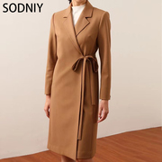 sodniiy2022秋冬通勤轻奢高端精纺羊毛呢西装，外套女气质长袖纯色