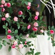仿真花藤条玫瑰假花藤蔓，阳台墙面遮挡管道，装饰假绿植绿叶摆设吊顶