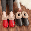 冬季包跟牛皮棉拖鞋情侣家居家用防滑地板男女时尚，舒适真皮保暖鞋
