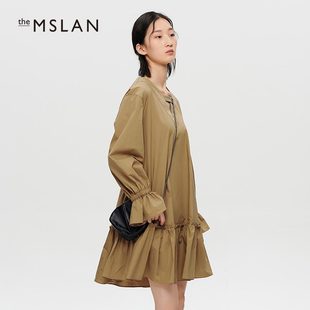 MSLAN outlet法式浪漫南法风连衣裙荷叶边长袖裙子MDCV4111