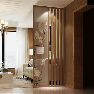 新中式北欧玄关隔断现代简约实木屏风 时尚装饰客厅卧室轻奢座屏
