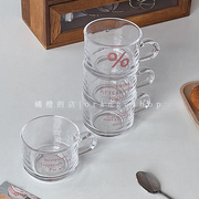 韩式ins风简约英文，字母透明玻璃杯碟，早餐杯下午茶咖啡杯碟子套装