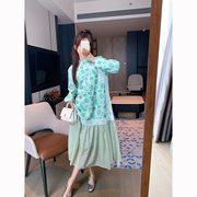 PINKDAISY韩国东大门中式女装中国风提花复古盘扣蕾丝拼接连衣裙