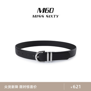 M60 by MISS SIXTY2024春季腰带女牛皮革皮带金属扣头可调节