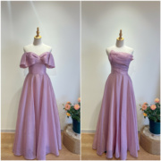 紫色伴娘服显瘦小众高级感超仙森系晚礼服裙女夏季姐妹团出租