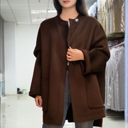 2022冬季韩版圆领双面，毛呢羊绒大衣中长款宽松减龄显瘦女外套
