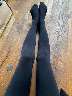 日本订单80D春秋款带花纹黑色连裤袜