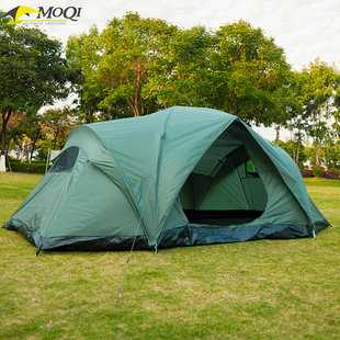 莫崎户外野营帐篷防雨4-6人家庭超大露营装备，野外住所帐篷