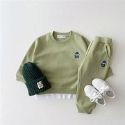 韩版童装婴幼童长袖春秋卡，通假两件套装，宝宝可爱上衣加裤子两件套