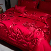 高级感龙凤中式全棉刺绣，四件套纯棉婚房出嫁红色床盖喜庆结婚床品