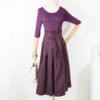 An安suo所155S码柜价1499紫色针织拼接圆领套头高腰中袖连衣裙